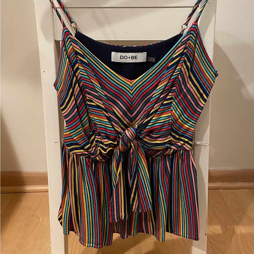 DO+BE Multi colored tank top with front tie detail.